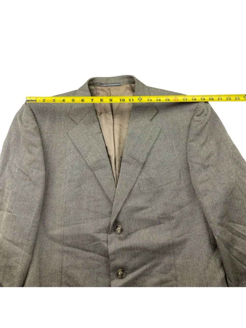 Ermenegildo Zegna Men's Silk/Wool 3-Button Blazer Beige Herringbone • 46R US